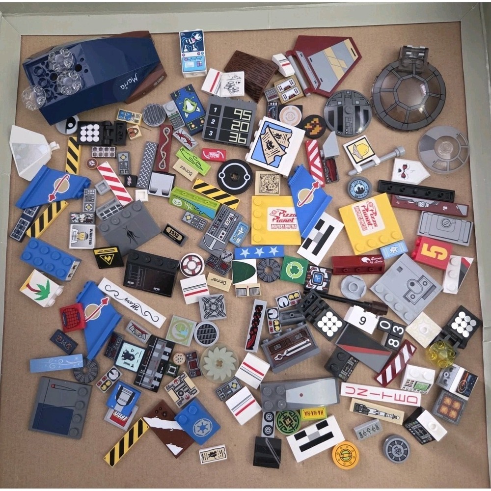 LEGO LOT 100+ PARTS Decorated Decal Sticker Printed BRICKS TILES Star Wars Space